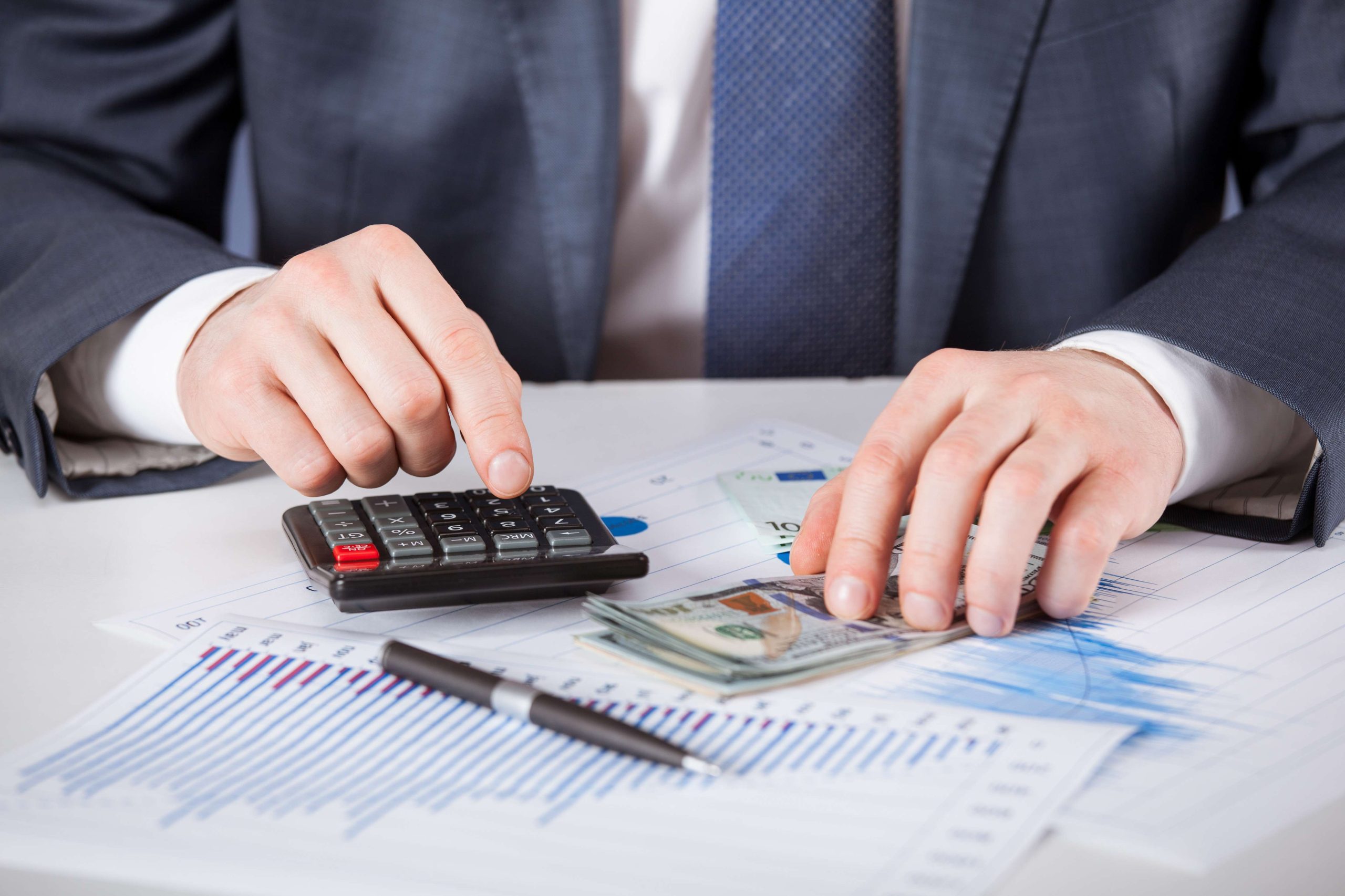 Businessman counting money