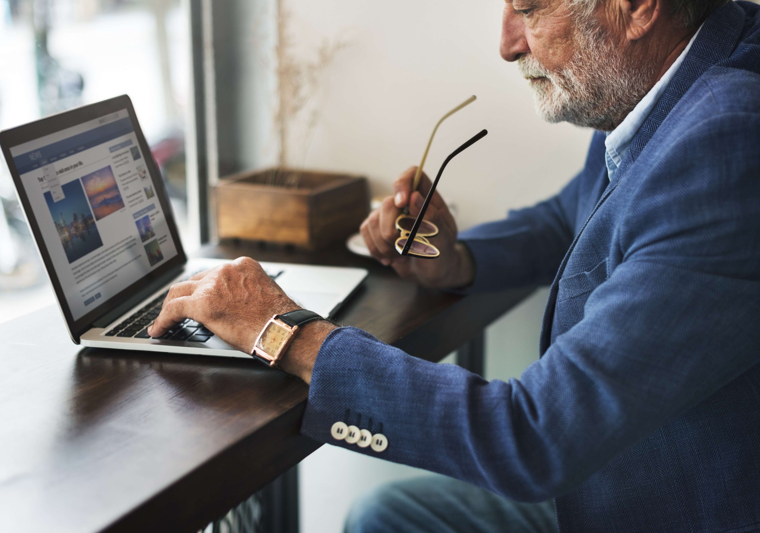 Old Businessman Home Office Concept